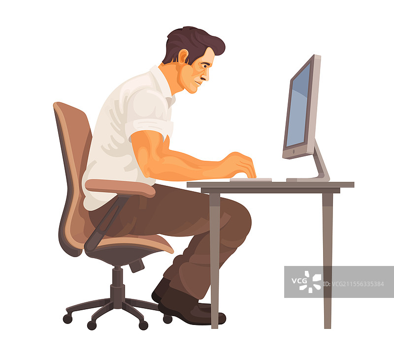 商人坐在桌前使用电脑工作图片素材