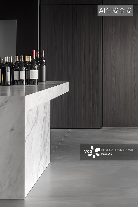 【AI数字艺术】现代简约大理石吧台图片素材