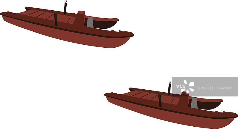 两只红色脚踏船漂浮在白色背景上图片素材