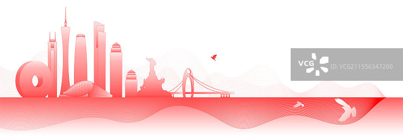 广州城市地标矢量插画图片素材