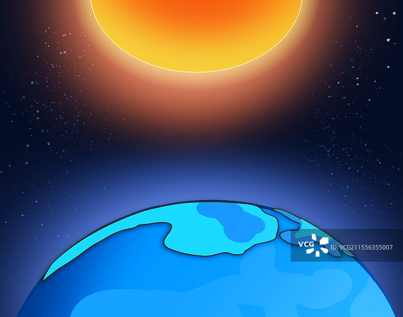 地球与太阳卡通插画图片素材