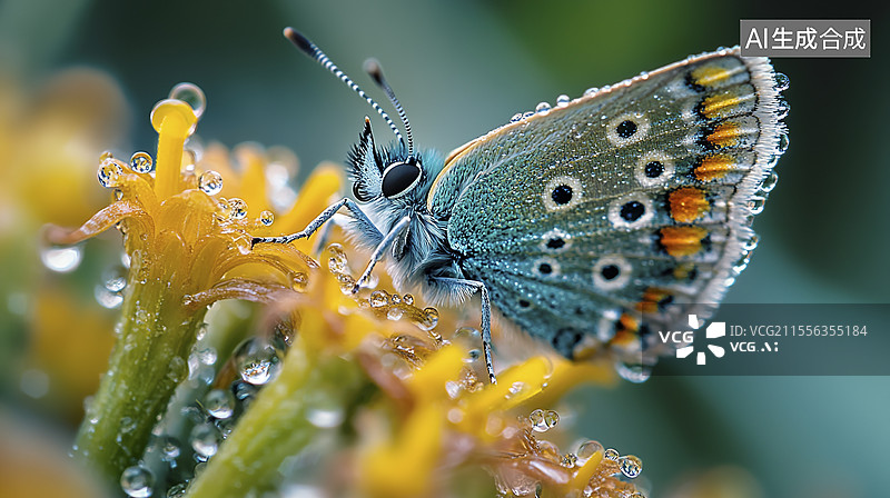 【AI数字艺术】黄色花上面的蝴蝶特写图片素材
