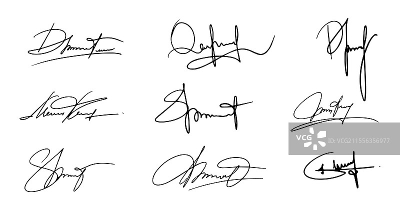 签名假签名标志套装图片素材