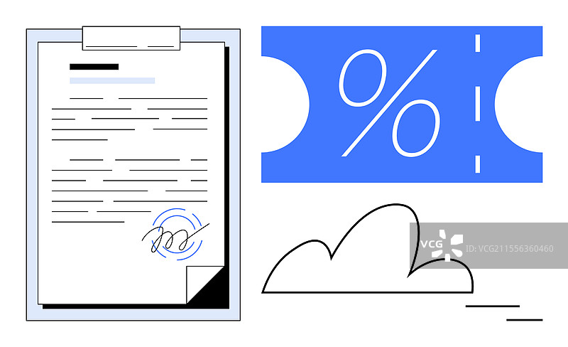 签署合同与折扣券和云端图片素材