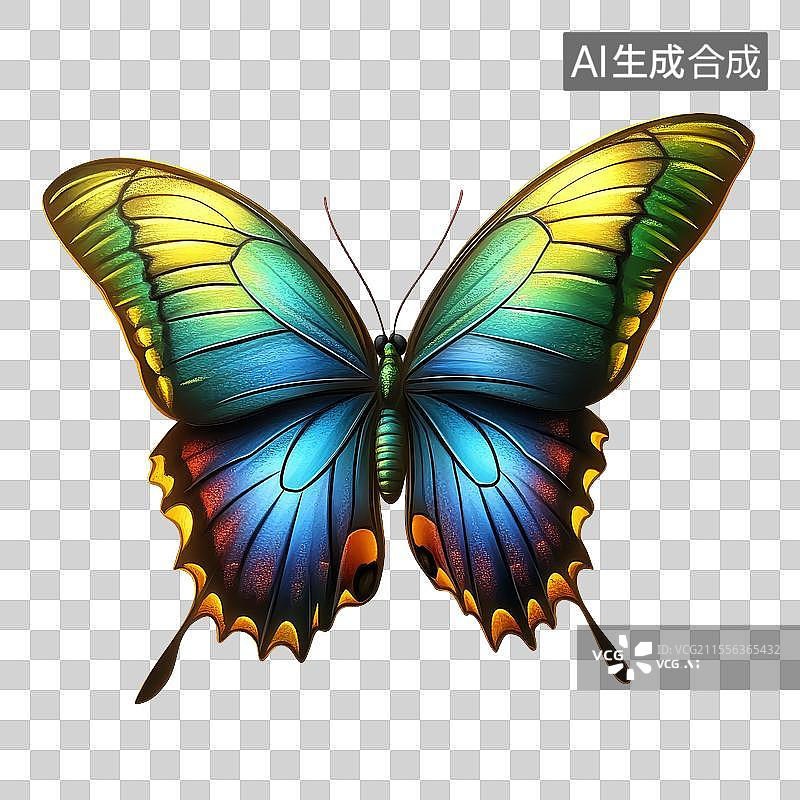 【AI数字艺术】免抠|绚丽多彩的蝴蝶插画图片素材