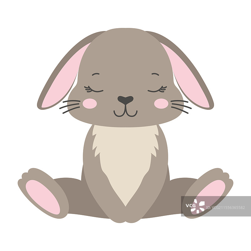 可爱的兔子，孤立的平面风格图片素材