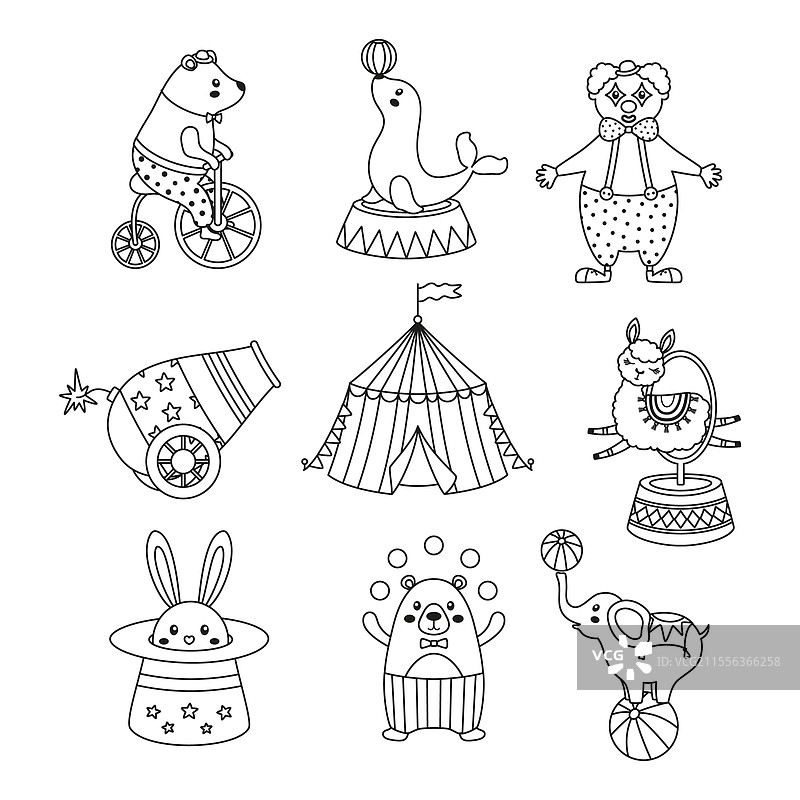 马戏团道具轮廓图片素材