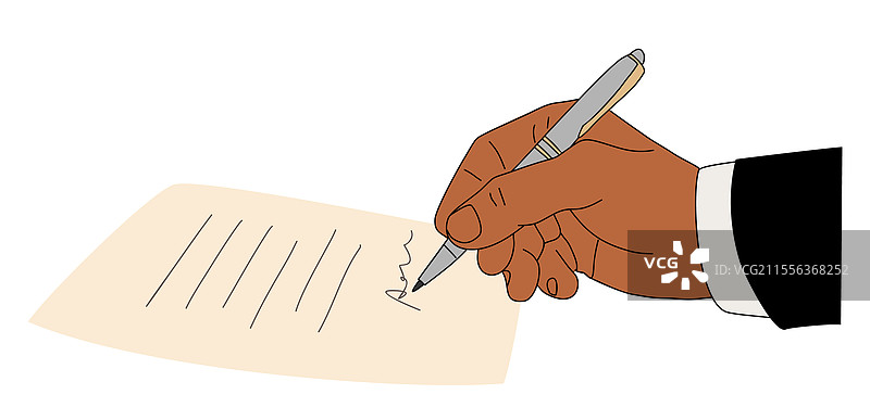 手握笔签署商业文件图片素材