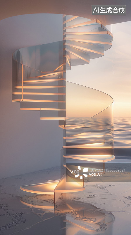 【AI数字艺术】旋转室内楼梯图片素材