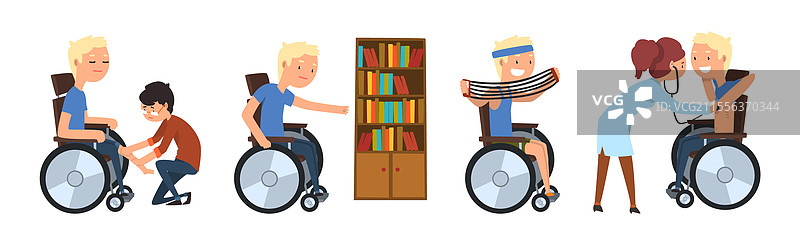 坐在轮椅上的残疾男性参与其中图片素材