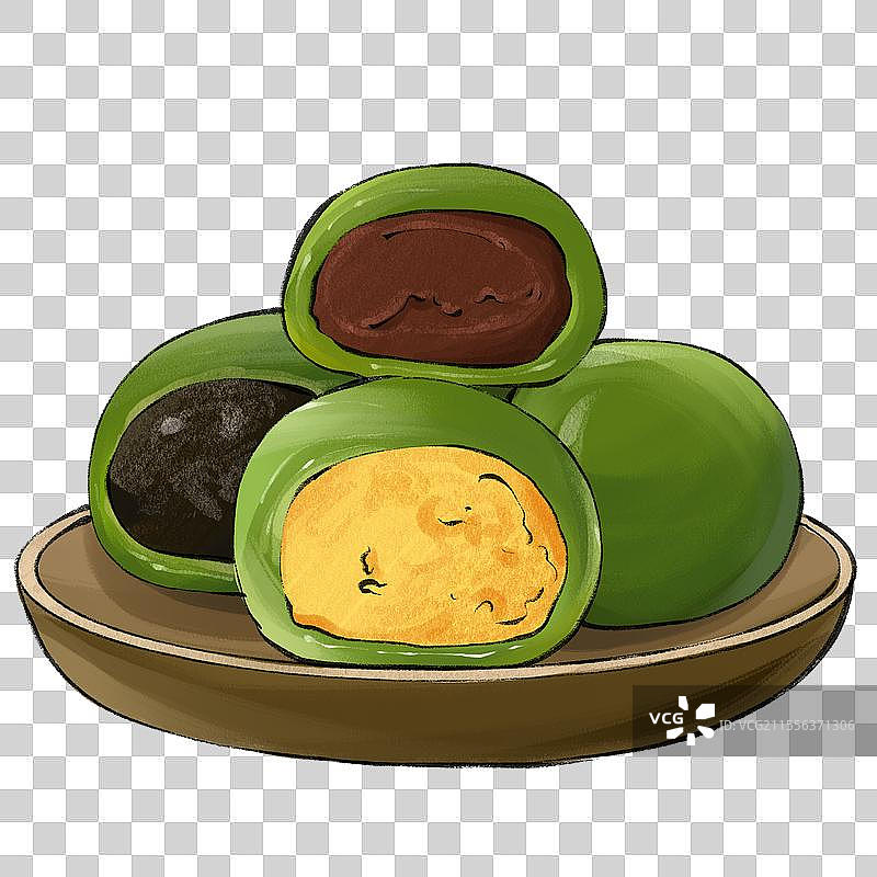 寒食节青团清明节美食饭团糕点甜品手绘插画免扣元素图片素材