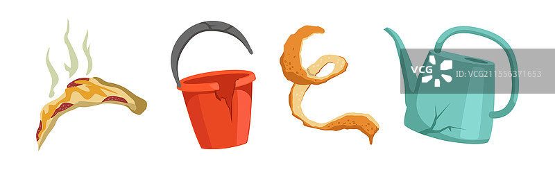 不同类型的垃圾和废物物品集合图片素材