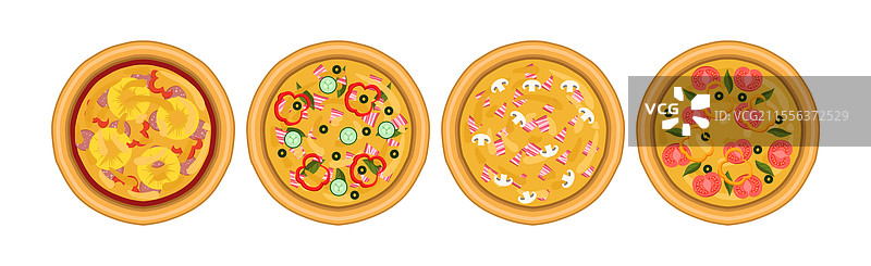 美味的披萨，配有面团外壳和丰富的配料图片素材