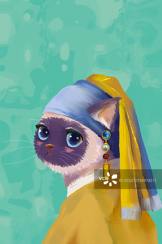 戴耳环的猫图片素材