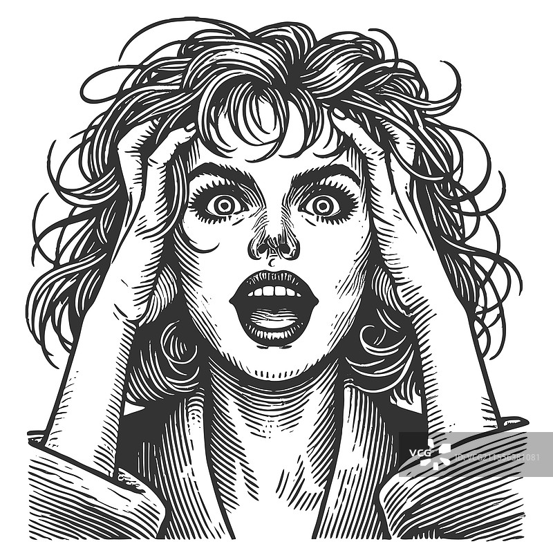 震惊和压力的女性雕刻图片素材