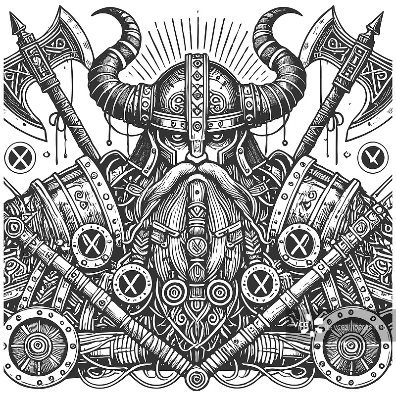 维京战士雕刻图片素材