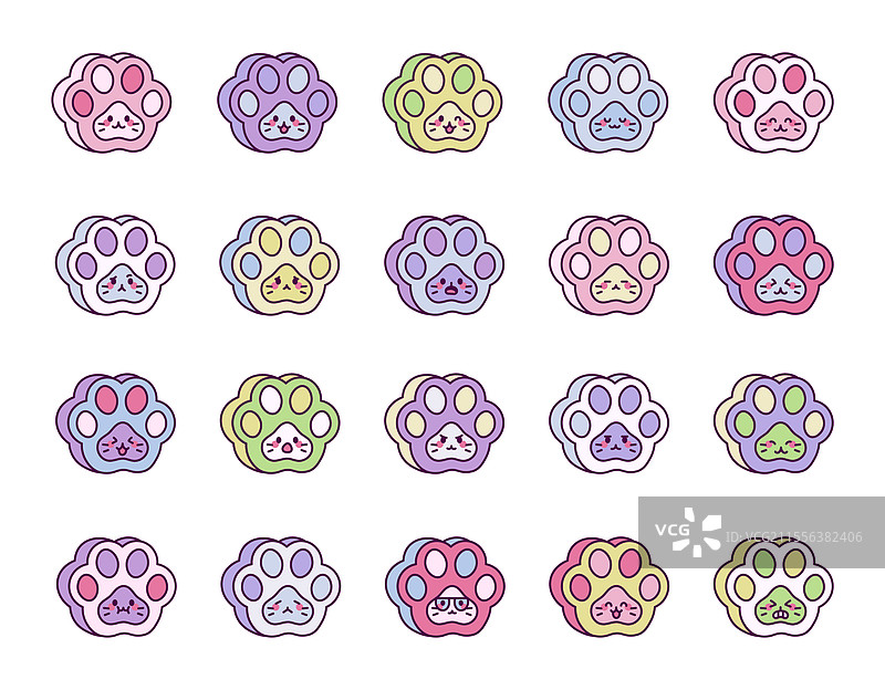 一组迷人而可爱的卡通动物图片素材