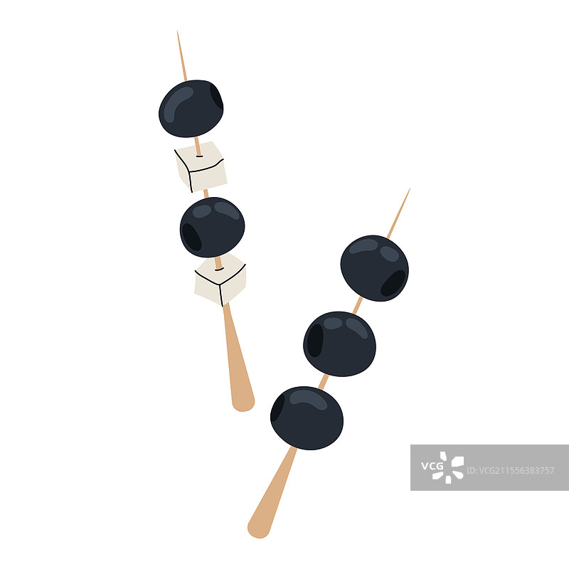 橄榄串配费塔奶酪片的小吃图片素材