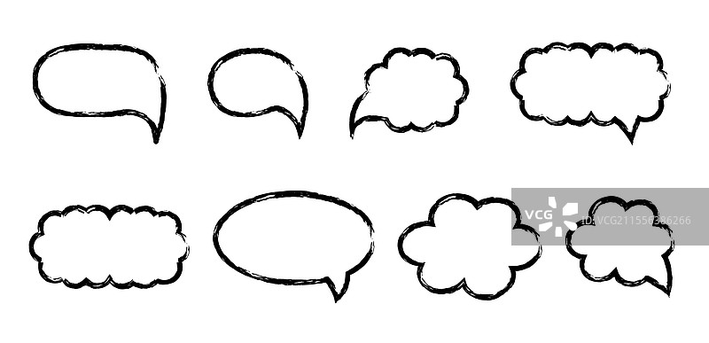 用画笔绘制的涂鸦风格的对话气泡图片素材
