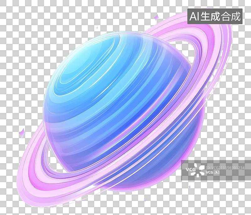 【AI数字艺术】3D炫彩蓝紫色卡通星球图片素材