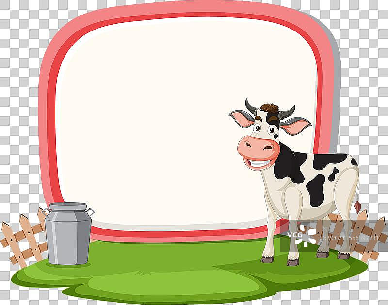 一头牛在栅栏和水桶旁边图片素材