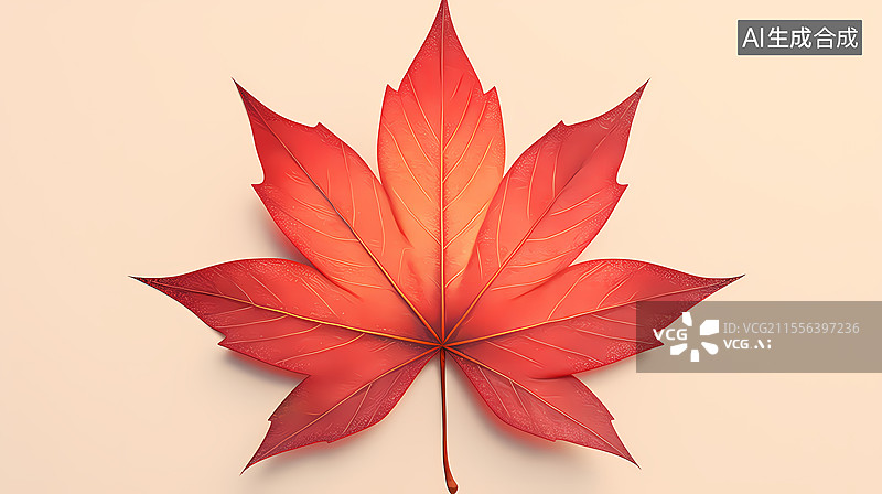【AI数字艺术】一片枫叶的秋日静美图片素材
