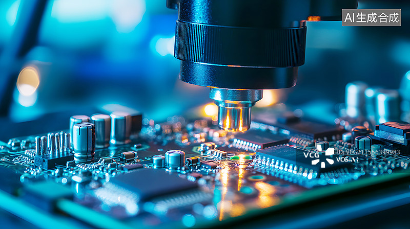【AI数字艺术】AIGC:科技感电子行业电路板自动化背景图片素材