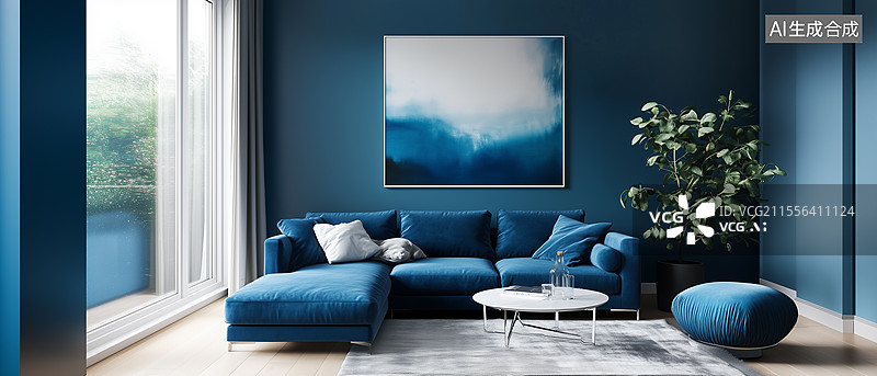 【AI数字艺术】蓝白配色装饰设计图片素材