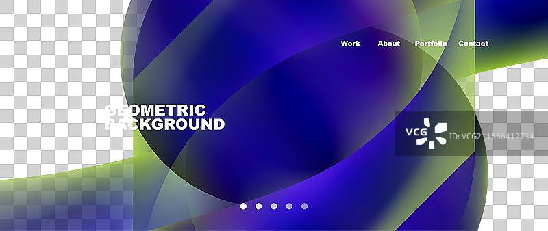 一个充满活力的几何背景，包含蓝色和图片素材