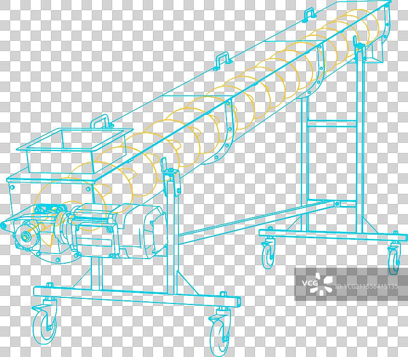 移动螺旋输送机等轴测蓝图图片素材