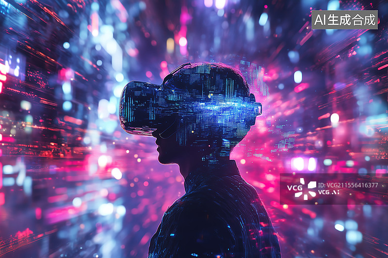 【AI数字艺术】虚拟现实科技背景图片素材