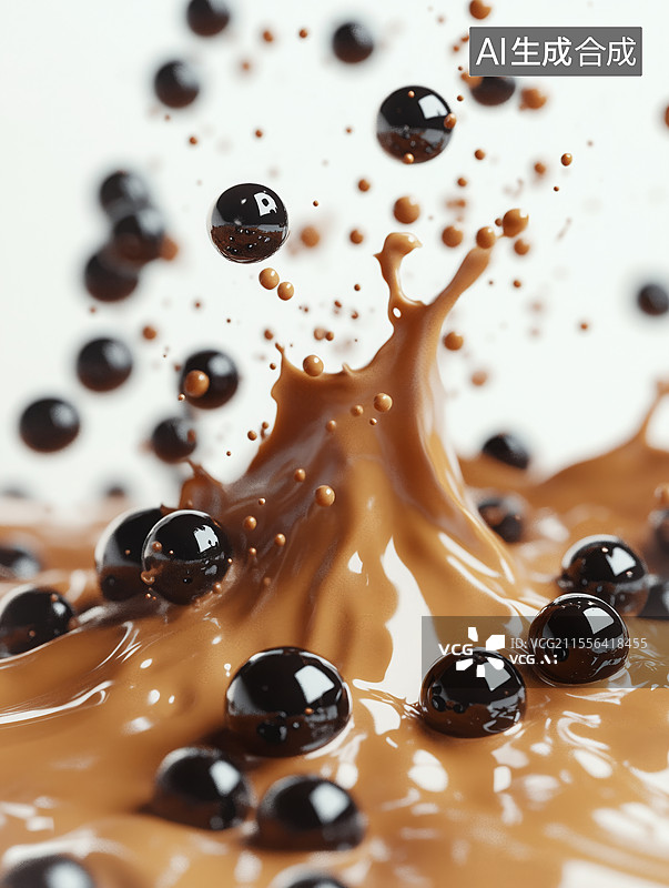 【AI数字艺术】奶茶液体特写图片素材