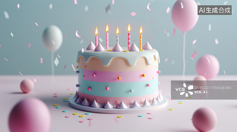 【AI数字艺术】庆祝生日蛋糕场景背景图片素材