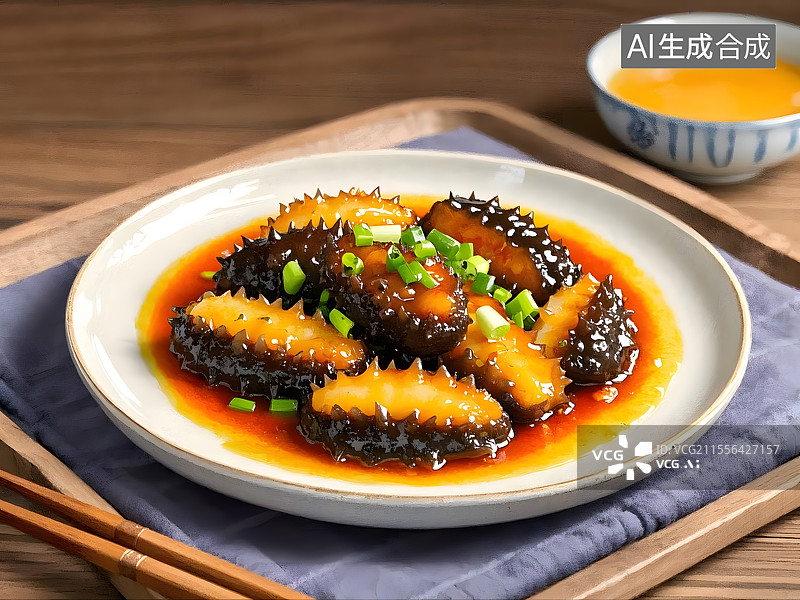 【AI数字艺术】葱烧海参图片素材