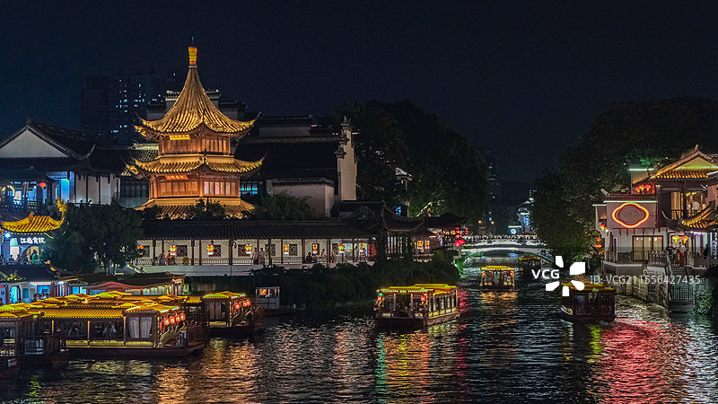 南京秦淮河夜景图片素材