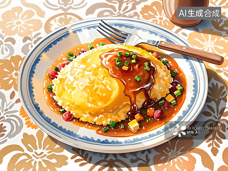 【AI数字艺术】蛋包饭图片素材
