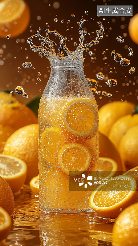 【AI数字艺术】新鲜的橙子和橙汁图片素材
