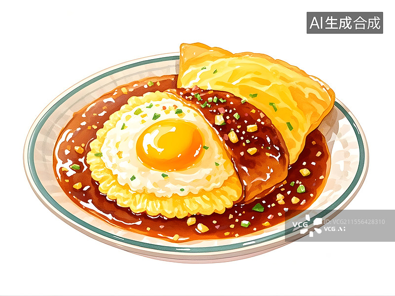 【AI数字艺术】蛋包饭图片素材