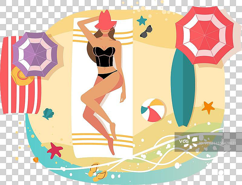 阳光明媚的海滩休闲时光图片素材