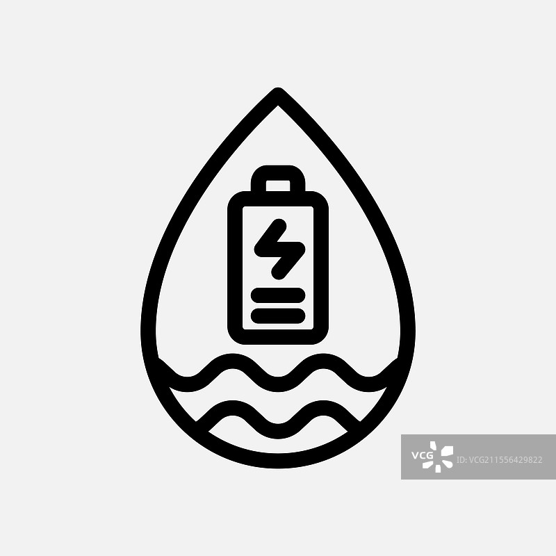 水能和电池图标线条自由能源图片素材