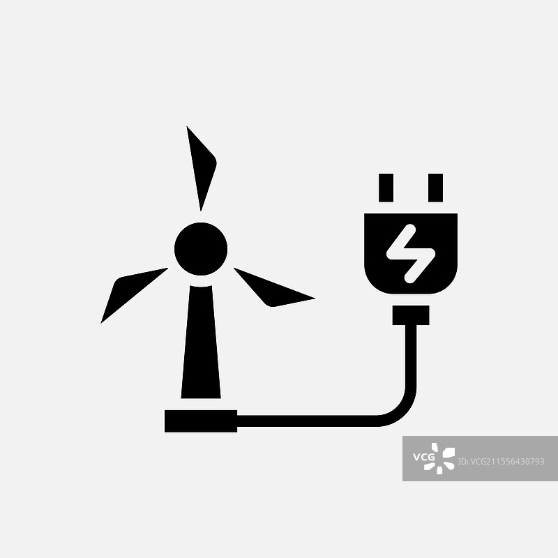 风车充电图标，免费能源生态图片素材