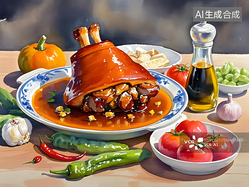 【AI数字艺术】锅烧肘子图片素材