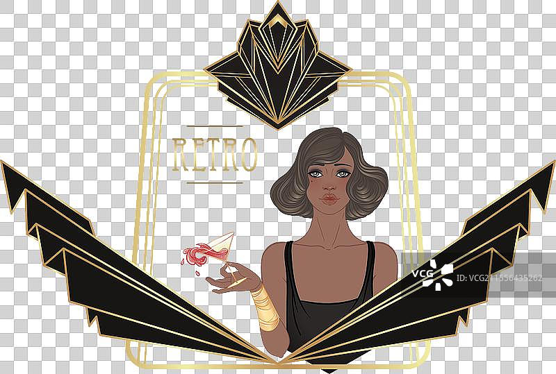 二十世纪二十年代的复古时尚魅力女孩，非洲裔图片素材