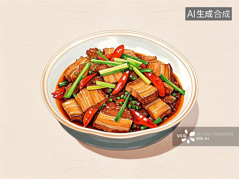 【AI数字艺术】回锅肉，手绘画风格图片素材