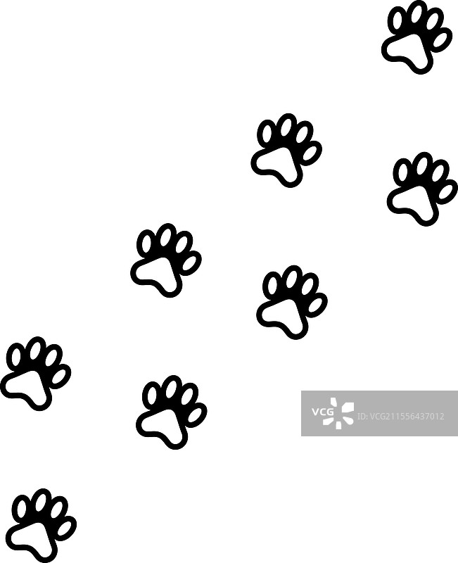白色背景上的狗爪轮廓印刷设计图片素材