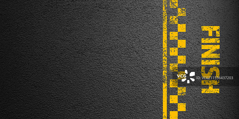 沥青道路上有黄色的终点线标记图片素材