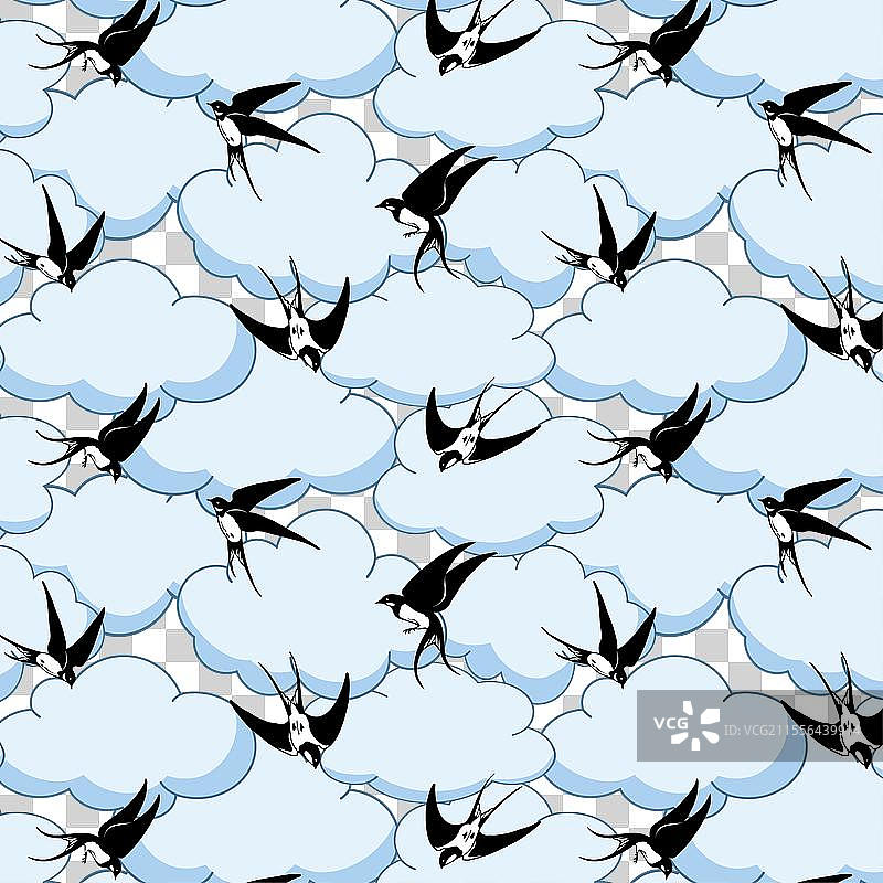 鸟儿在云朵背景下飞翔图片素材