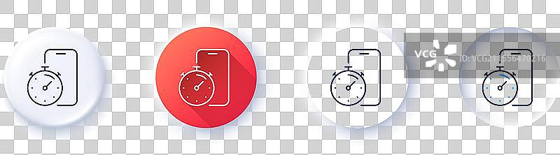 计时器应用程序线条图标，秒表时间标志线图片素材