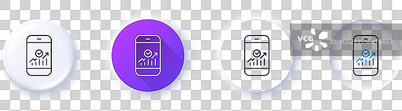 智能手机审计或统计线图标图片素材