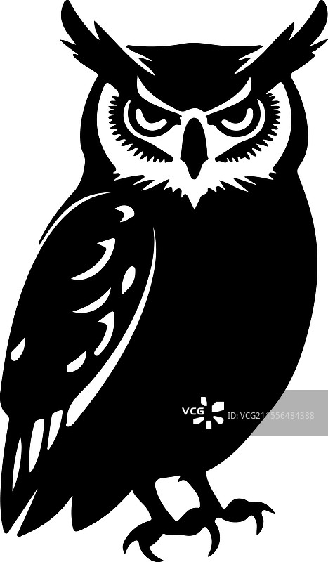 大角猫头鹰剪影图片素材